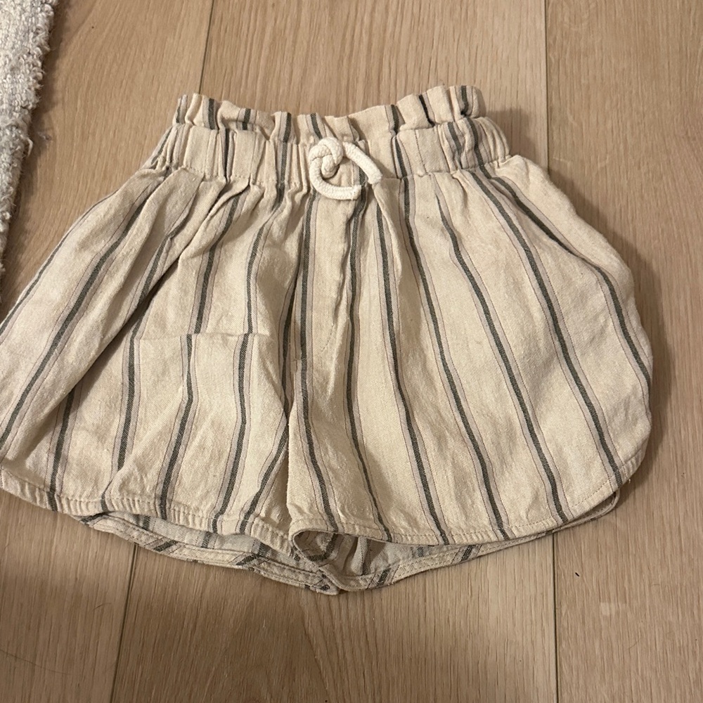 Zara Kids Cream and Gray Striped Shorts